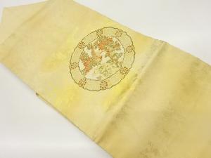 引箔丸文に花鳥模様織出し名古屋帯